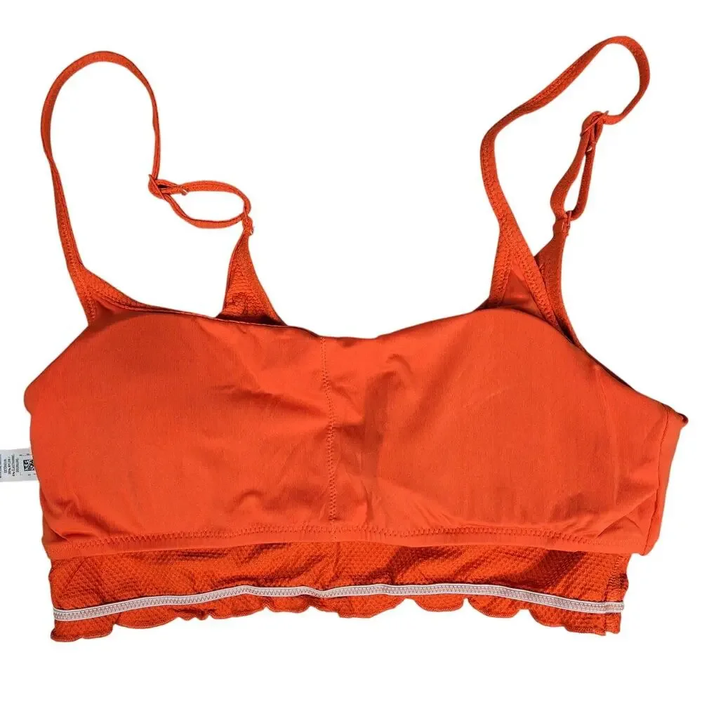 Aerie Textured Orange Scoop‎ Neck Bikini Top M NWT